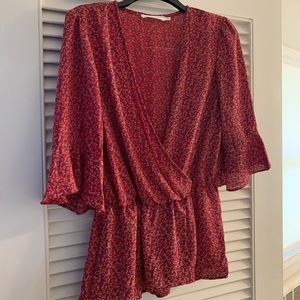 Bell sleeve peplum floral blouse size L